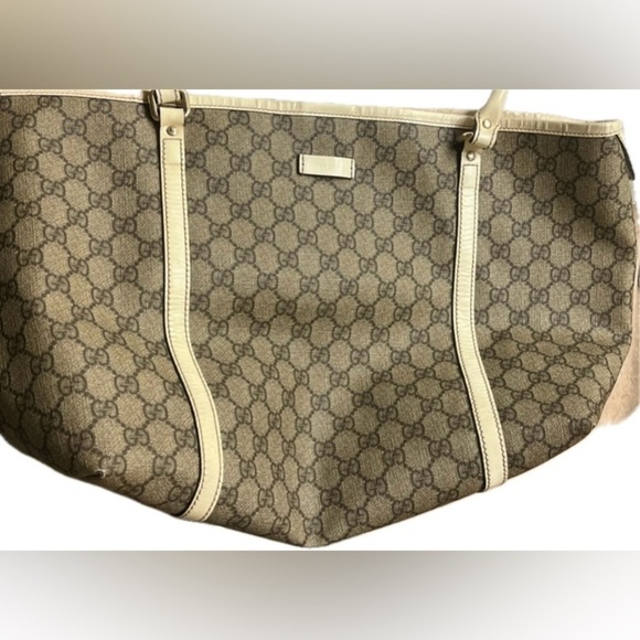 GUCCI Supreme GG Plus Monogram Large Joy Tote, Cream & Brown - Picture 9 of 12